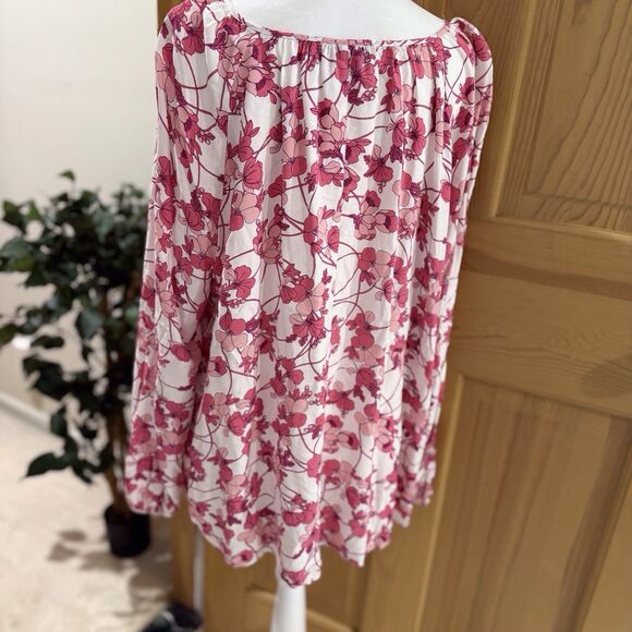 A New Approach Top Womens XL Floral White And Pink Long Sleeve‎ Rayon - Picture 12 of 12